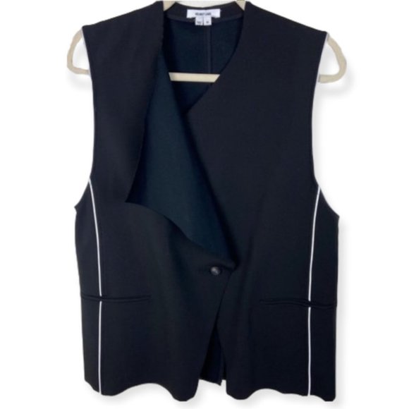 Helmut Lang Pierce Buttoned Origami Vest Black Size Medium Minimalist Drape Wool - Picture 3 of 12